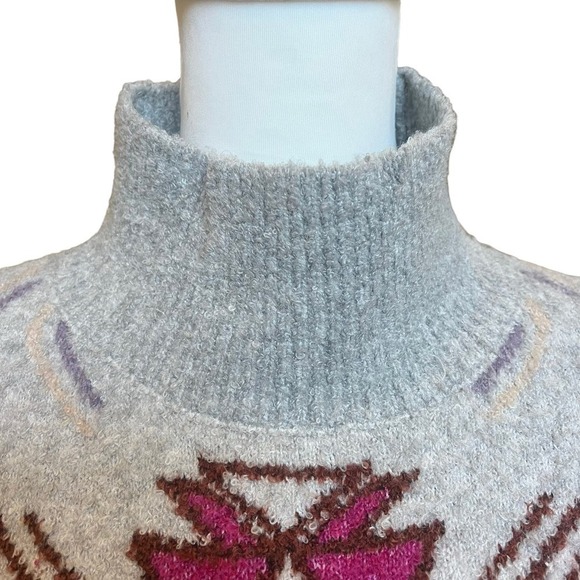 Lou & Grey Sweater Size XS Mock Neck Gray Fair Isle Tunic Winter Comfy Cozy - Picture 5 of 12